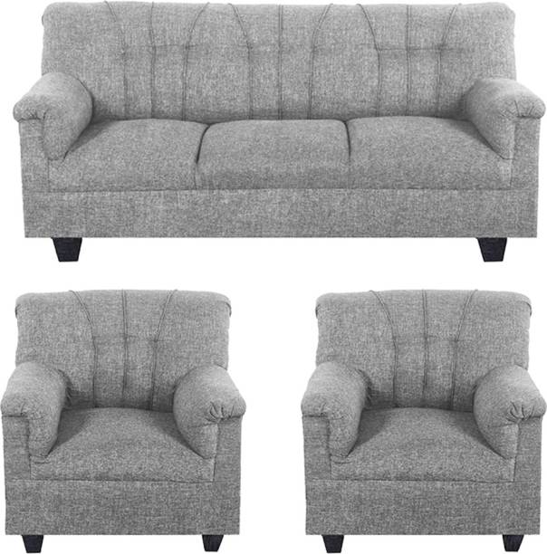 Torque Adam 5 Seater Fabric Sofa for Living Room (Grey, 3+1+1) Fabric 3 + 1 + 1 Sofa Set