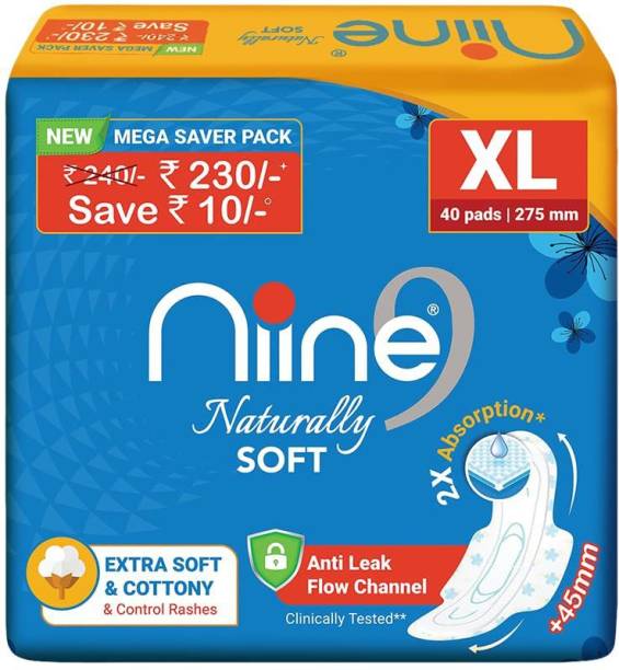 niine Naturally Soft XL Sanitary Pad With Anti Leak Flow, Extra Soft and Cotton Sanitary Pad