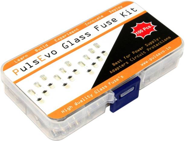 SunRobotics PulsEvo Glass Fuse Kit (100PCS) 0.2A to 20A Best for Power Supply & protections Electronic Components Electronic Hobby Kit