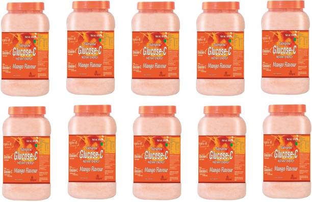 NUTRIGROW Glucose-C 500gm, Mango (Pack of 10)/ Refreshing Summer Drink/ Instant Energy Hydration Drink