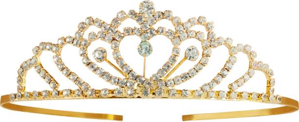 Anna Stella 1PCS Gold Plated Crown Bridal Princess Tiara Hairband for Girl Women STYLE 9 Hair Band