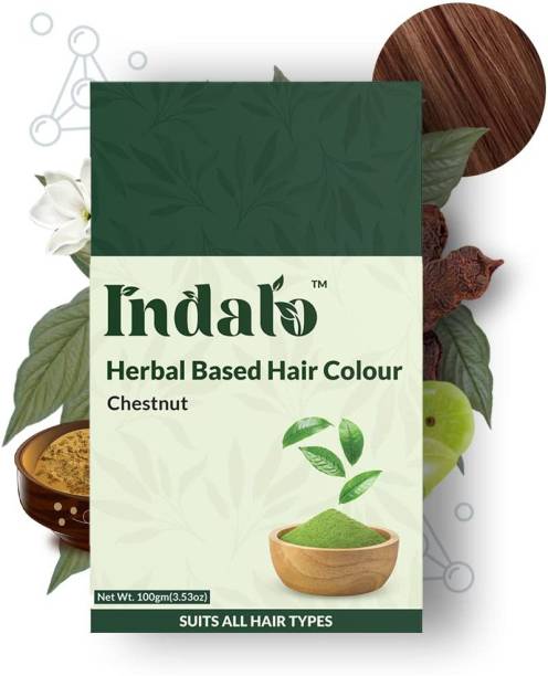 Indalo Herbal Based Hair Colour with 100% Grey Coverage and Vegan, Ammonia Free - 100gm , Chestnut