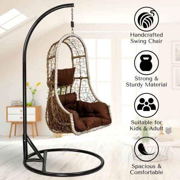 Swingzy Hanging Single Seater Swing Chair/Swing For Adults/Swing With Stand/Jhula/ Iron Hammock