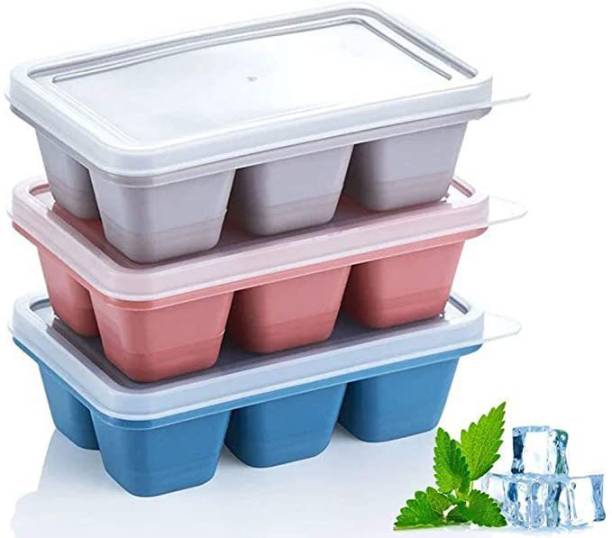 primil Mini Ice Cube Trays for Freezer with Easy-Release Silicone Bottom Multicolor Silicone Ice Cube Tray