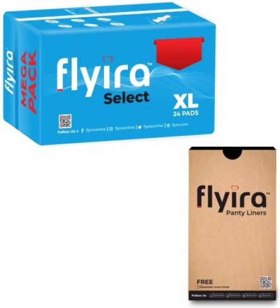 Flyira Select XL 24 Pads + 40 Pantyliners Combo For Heavy Flow & Night Usage Slim Sanitary Pad
