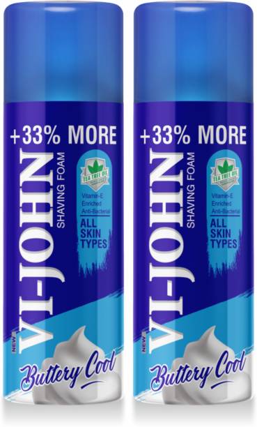 VI-JOHN Shaving Foam 400GM All Type Skin (Pack of 2)