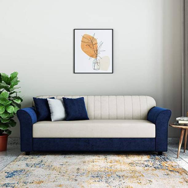 Padamshree Three Seater Sofa Set With Cushions For Living Room / Cushion- Cream Fabric Fabric 3 Seater  Sofa