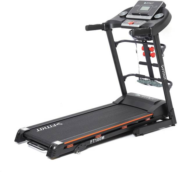 FITKIT FT100M (3.25HP Peak Power)Multifunction,Manual Inclination with Free Diet Plan,Trainer & Installation Services Treadmill