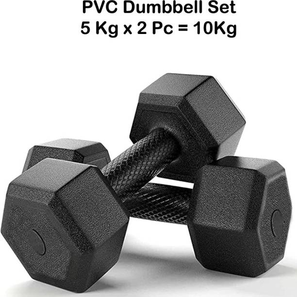 BMS Sports Black Hexa Dumbbells Set, Home Gym (10kg) Fixed Weight Dumbbell