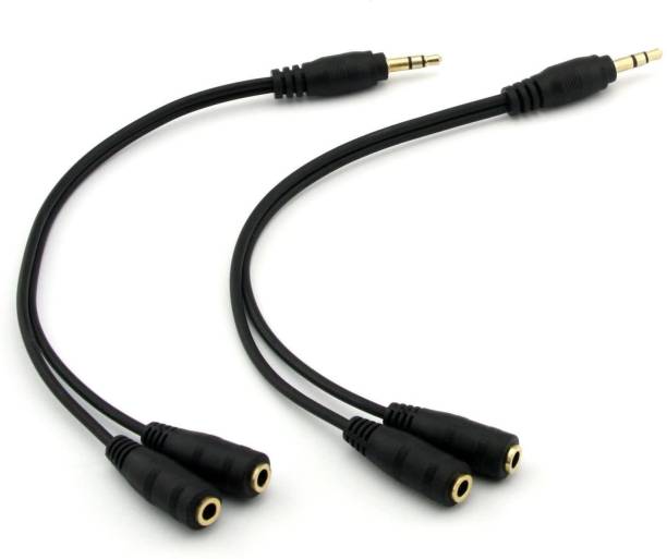 TAAPSEE Black 2 Pieces 3.5mm Jack 1 Male to 2 Female Stereo Headphone Earphone Jack Y Splitter Phone Converter