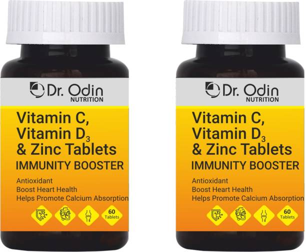Dr. Odin Vitamin C, Vitamin D3 &amp; Zinc Tablets Immunity Booster- 120 Tablets Pack of 2
