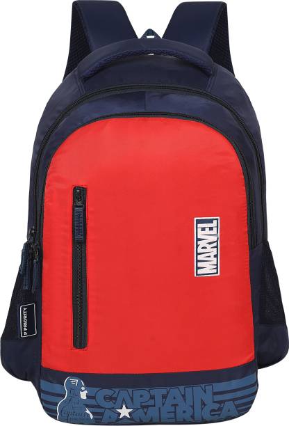 Priority Marvel Captain America 18 inches Blue & Red School Bag