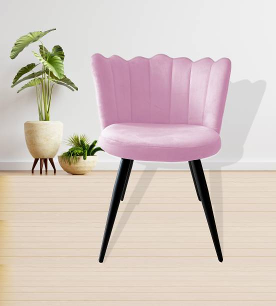 Finch Fox Finger Luxurious Dining Chairs in Light Pink Velvet with Black Metal Legs Engineered Wood Living Room Chair