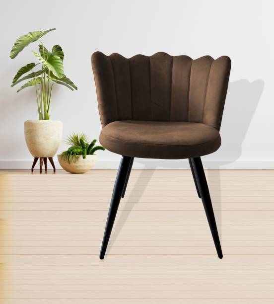 Finch Fox Finger Luxurious Dining Chairs in Brown Velvet with Black Metal Legs Engineered Wood Living Room Chair