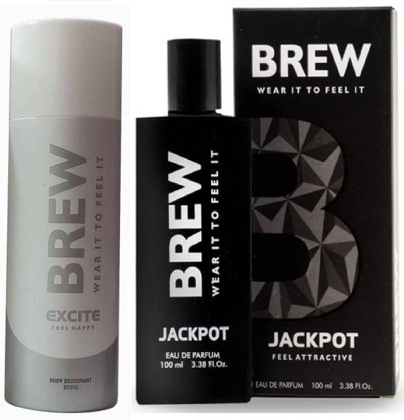 BREW EXCITE DEODORANT 200 ML AND JACKPOT PERFUME 100ML , PACK OF 2 Eau de Parfum  -  300 ml