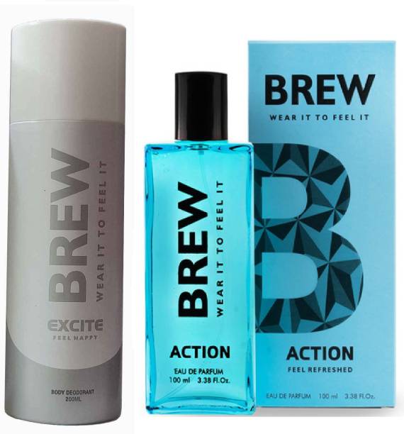 BREW EXCITE DEODORANT 200ML AND ACTION PERFUME 100ML , PACK OF 2 Eau de Parfum  -  300 ml