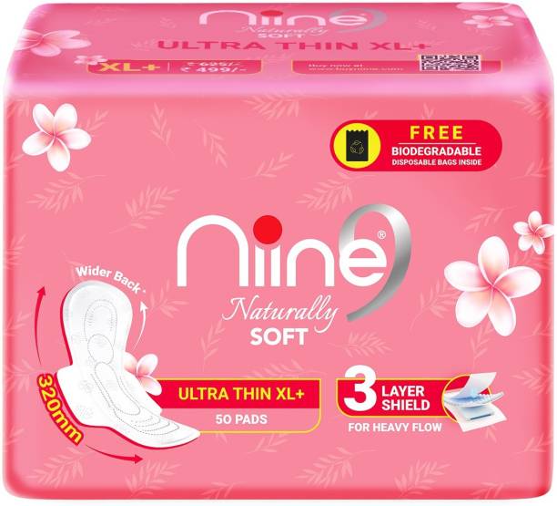 niine Naturally Soft Ultra Thin XL+ Sanitary Napkin With 3 Layer Shield for HEAVY FLOW Sanitary Pad