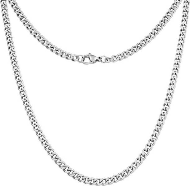 Minprice Minprice® High Quality Stainless Steel Trendy & Stylish 5mm Thin Neck Chain Silver Plated Stainless Steel Chain