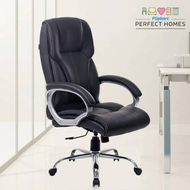 Flipkart Perfect Homes Egret High Back Comfortable Double Cushion Office Chair with Stylish Design Leatherette Office Arm Chair