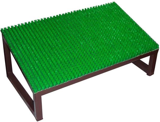 TOEHITZ Metal Footrest with Artificial Grass Office Under Table Foot Rest (Brown) Stool