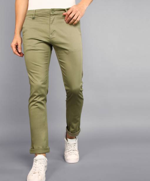 METRONAUT Slim Fit Men Cotton Blend Green Trousers