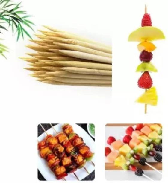 BadiWal Bamboo Skewers Round 8 Inch For Cooking Seekh Kabbs,Barbecue,Grilling,Roasting ,Etc Disposable Bamboo Roast Fork, Salad Fork, Fruit Fork, Fisk Fork Set. Disposable Wooden Dessert Fork, Fruit Fork, Roast Fork, Serving Fork Set