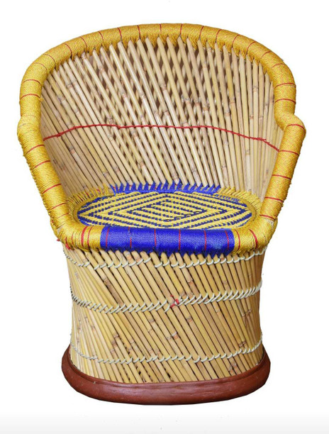 Handicraft Cane Bar Mudha stool Outdoor/Indoor/Furnishing/Color:BLUE RED vintage 