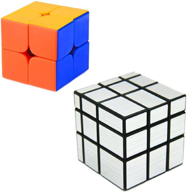 Vaniha Cube Combo Set of 2X2 & Silver Mirror High Speed Stickerless Magic Cube Puzzle