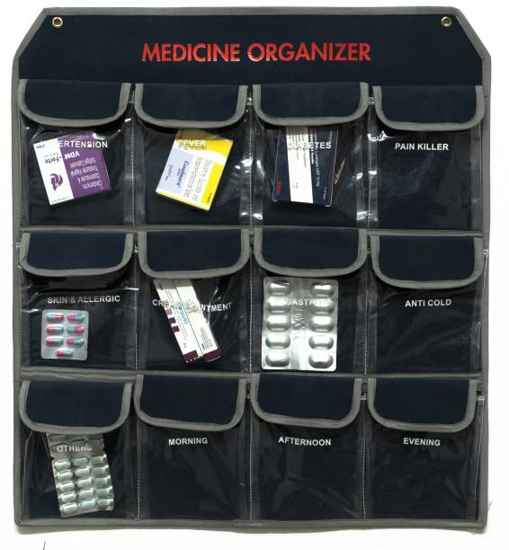 SIDDHARTH Hanging Shelf Wardrobe Organizer 12 Pockets Medicine Storage Hanging Organizer Pack of 1 Pill Box