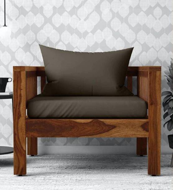 Shree Jeen Mata Enterprises Solid Wood Sheesham Wood One Seater Sofa For Living, Waiting Room/ Office Fabric 1 Seater  Sofa