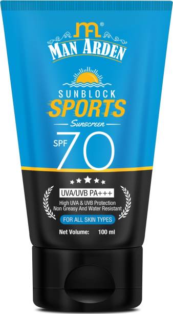 Man Arden Sun Block Sports Sunscreen SPF 70, UVA/UVB PA+++, - SPF 70 PA+++