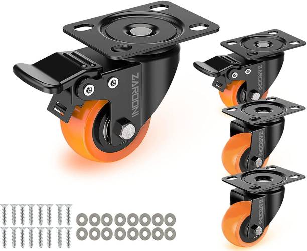 Zarooni Castor Wheels Heavy Duty Furniture Pads Office bed wheels Moving Caster Trolley Pack of 4 pcs Set Fixed Furniture Caster