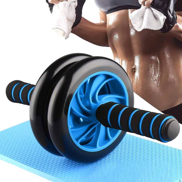 Strauss Double Exercise Wheel | Ab Wheel Roller | Abs Roller for Home Gym With Knee Pad Ab Exerciser