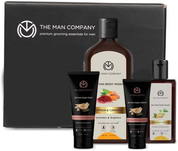 THE MAN COMPANY Total De Tan Regime Combo for Men with Face Wash, Face Pack, Face Cream & Body Wash