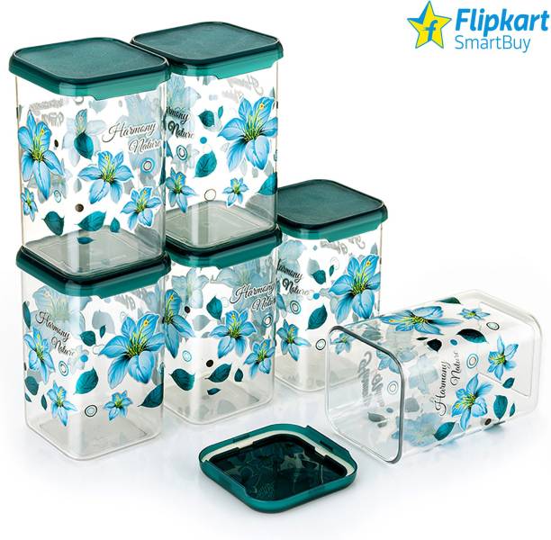 Flipkart SmartBuy Airtight printed design square container set  - 1100 ml Plastic Grocery Container