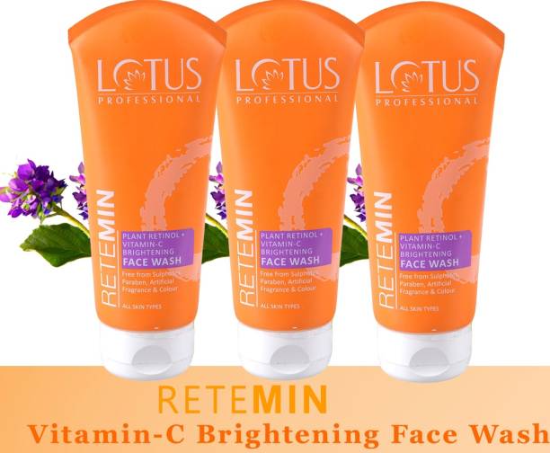 Lotus Professional Retemin Plant Retinol + Vitamin-C Brightening _ 100gm ( Pack of 3 ) Face Wash