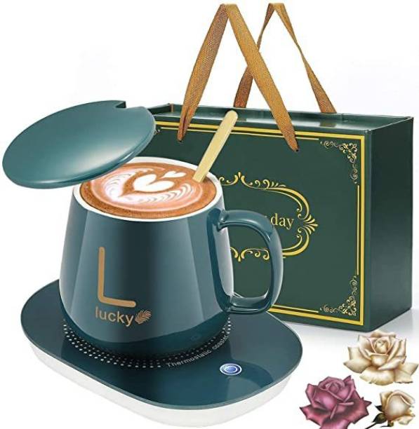JetGadget Ceramic Coffee/Tea with Warming Electric Induction Thermostatic Coaster Pad Ceramic Coffee Mug