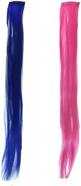 GADINFASHION GadinFashion™ Straight Colored Strips/Extension for Kids Girls and Women (Pack 2, Color Multi) Hair Extension