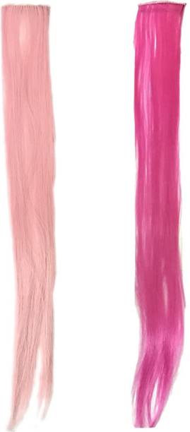GADINFASHION GadinFashion™ Straight Colored Strips/Extension for Kids Girls and Women (Pack of 2, Color Multi) Hair Extension