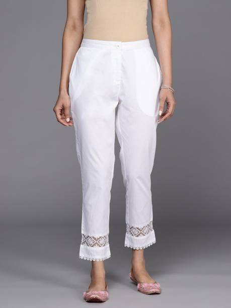 LIBAS Regular Fit Women White Trousers