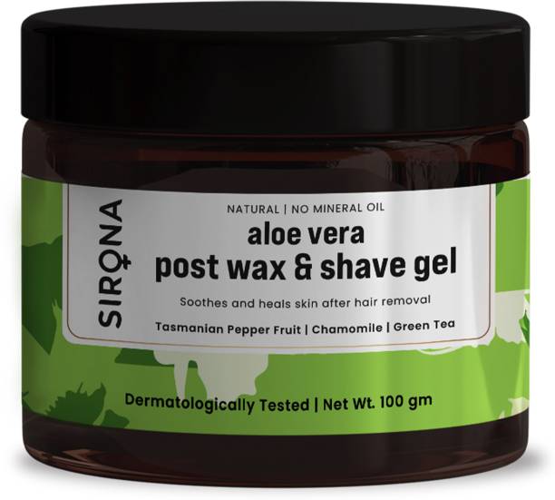 SIRONA Natural Mineral Oil Free Post Shave Gel After Shaving Lotion - 100 gm | Soothes & Heals Skin After Hair Removal with Aloe Vera, Green Tea, Tasmanian Pepper Fruit & Chamomile | Dermatologically Tested