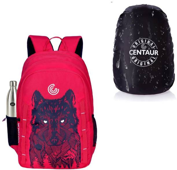 Centaur Casual Backpack | School Bag | College Bag | Wolf Printed | With Rain Cover 35 L Backpack
