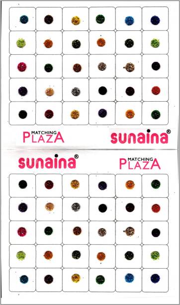 SUNAINA Matching Plaza Round Glitter Multicolor Sparkle Sticker Chamki Bindi For Women Forehead Multicolor Bindis
