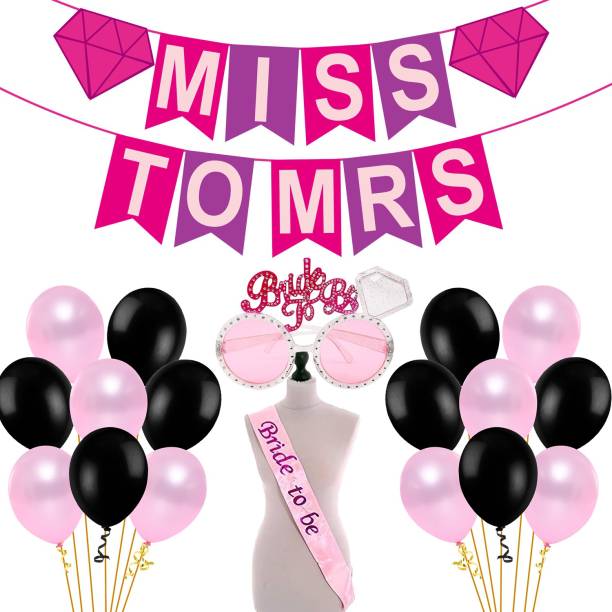 Miss & Chief Miss To Mrs Decoration Kit, Bride To Be Props And Decoration - Pack of 23