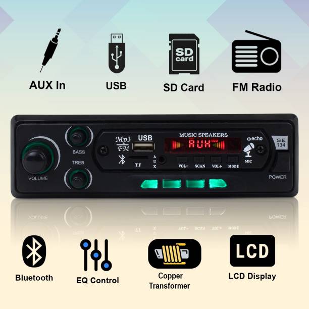 SUPERCON Wako 134 Car Stereo with Dual USB/Bluetooth/FM/AU/Remote & Built-in Equalizer with Bass & Treble Contro Mono Class AB Car Amplifier