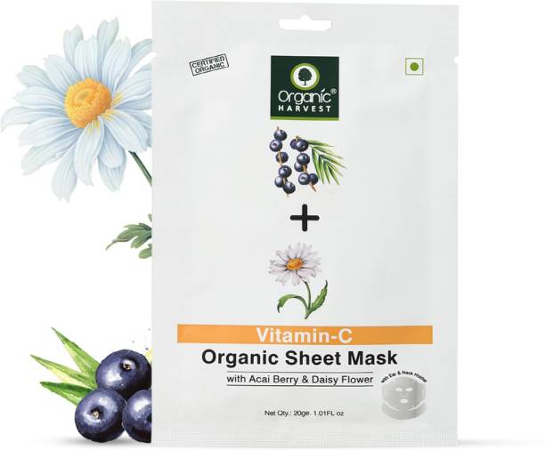 Organic Harvest Vitamin C Face Sheet Mask, Provide Instant Hydration, Suitable for All Skin Type