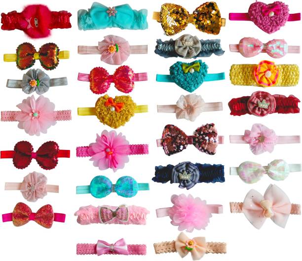 Anna Stella 30PCS Stylish Fancy Bow Hairband Multicolor Baby Girls Elastic Ribbon Hairband Hair Band