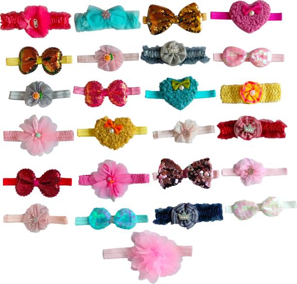 RosaStella 25PCS Stylish Fancy Bow Hairband Multicolor Baby Girls Elastic Ribbon Hairband Hair Band