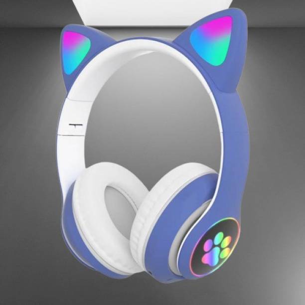 JVA B Blue Wireless Cat Headphone with LED Lighting Blu...