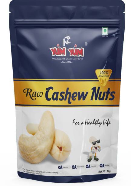 YUM YUM 100% Natural Premium Whole Cashew Nut 1kg | Premium Crunchy Kaju Nuts - Cashews